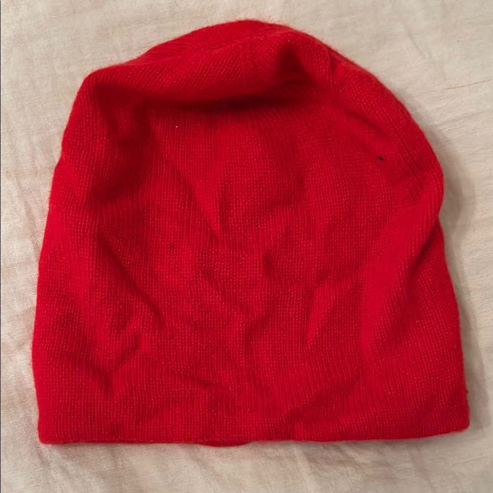 Theory Red Cashmere Beanie